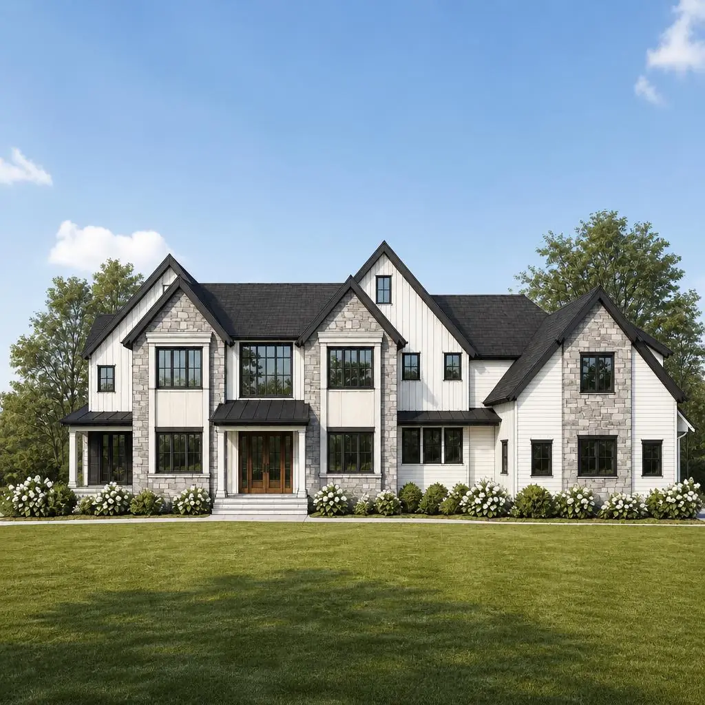Illustrative architectural elevation concept for 2 Woodcutters Ln, Cold Spring Harbor