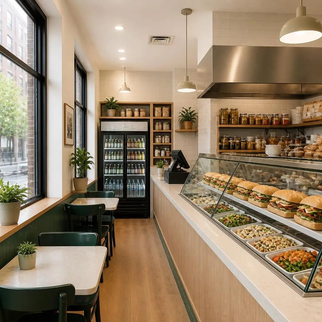 Illustrative deli interior for 247 Frost St