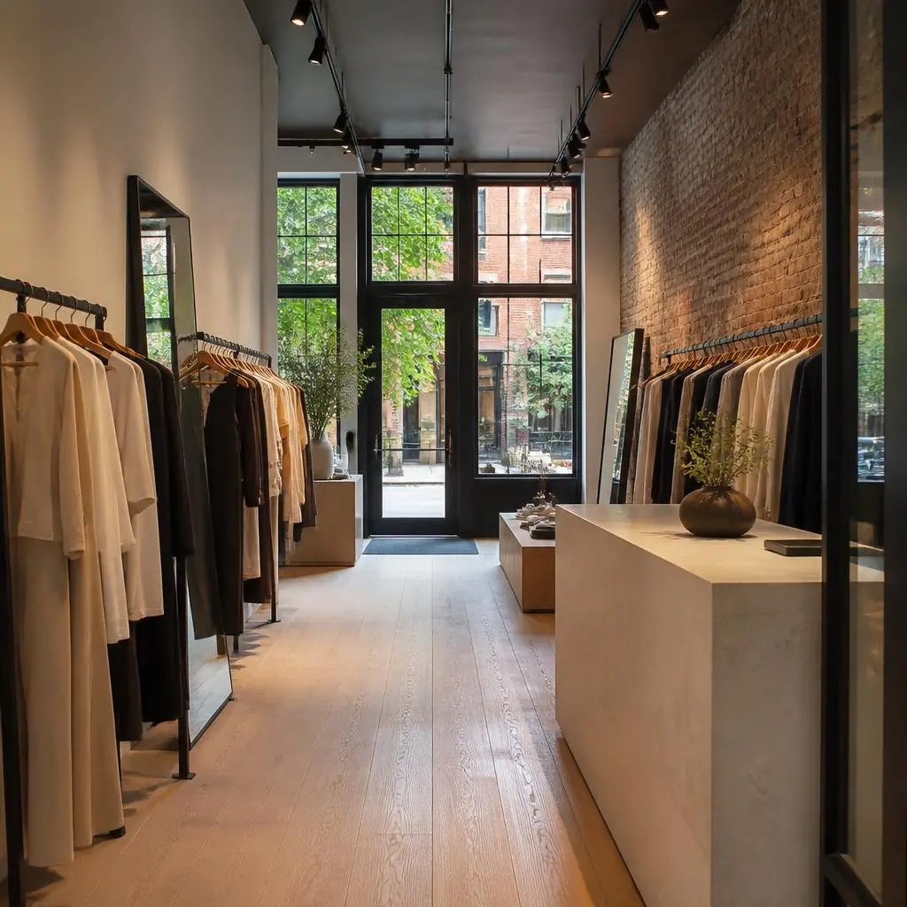 Illustrative fashion boutique interior concept for Sandro at 415–417 Bleecker St